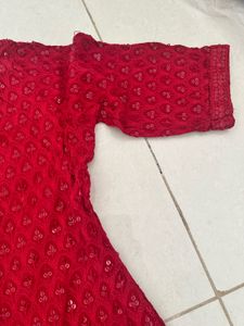 Elegant Red Chikankari Kurta