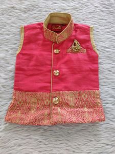 Pink And Golden Kurta Set ( Boys) | Chest 20| Leng