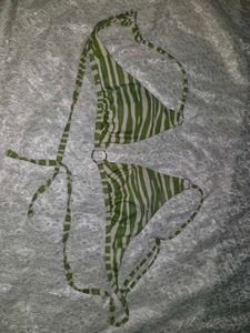 Stylish Green Zebra Print Bikini Top
