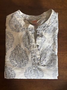 Anouk Cream Printed Kurti Dress - Feeling Festive
