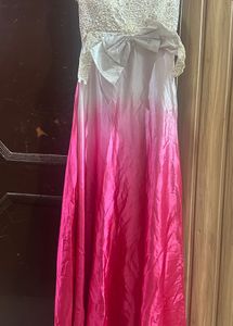 Elegant Ombre Paded  Evening Gown with Bow Detail