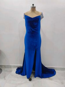 Elegant Blue Velvet Gown