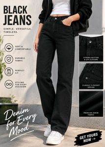 Classic Black Wide Leg Jeans