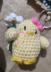 Cute Crochet Chick Keychain