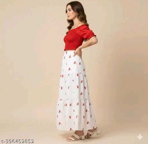 Cute Cherry Print Tiered Skirt
