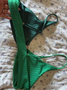 Stylish Ribbed Green Bikini Top