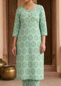 sea Green Printed Kurta