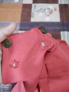 Coral Pinafore Dress &amp; Striped Tee Set