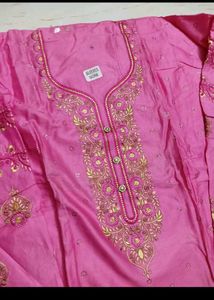 dress material Elegant Pink Embroidered Kurta Set
