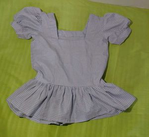 Cute Gingham Peplum Top