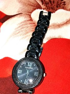 Elegant Black Metal Wristwatch