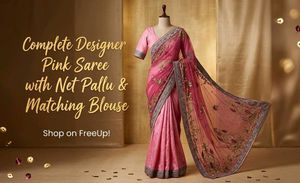 Elegant Pink  Embroidered Saree with blouse
