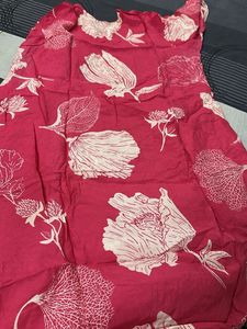 Vibrant Pink Kurta with Leaf Print