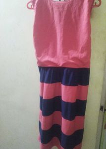 Pink &amp; Navy Striped Dress
