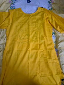 Vibrant Yellow Kurta with Patchwork