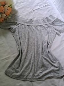 Grey Off-Shoulder Top
