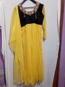 Elegant Yellow Embellished Gown
