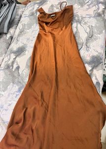 Elegant Orange Satin Slip Dress
