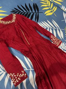 Red Embroidered gown