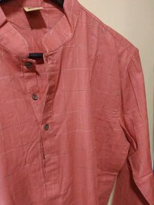 manyavar Coral Checked Kurta