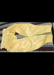 Yellow Kurta with Green Embroidery
