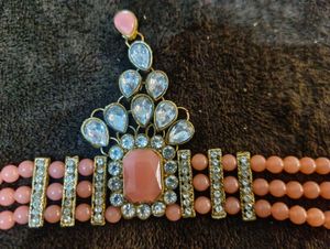 Elegant Pink Stone Choker Necklace