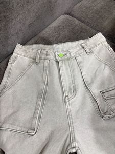 Light Grey Denim Cargo Pants
