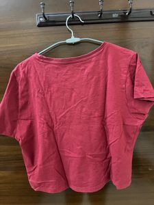 Red Graphic Print Crop T-Shirt