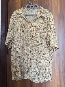 Stylish Zebra Print Button-Up Shirt