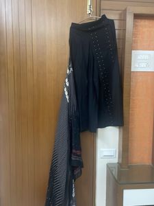 Elegant black parallel with pre drape saree set