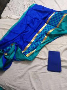 Vibrant Blue Silk Saree