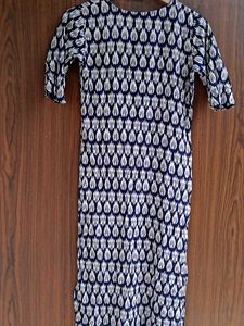 Navy and White Patterned Kurti