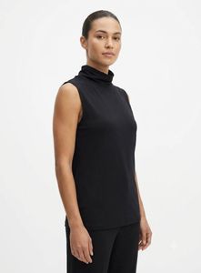 Sleek Black Mock Neck Sleeveless Top