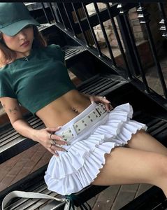 white Pleated Mini Skirt