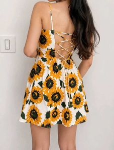 🌻BerryLush Sunflower Print Mini Dress Pure Cotton