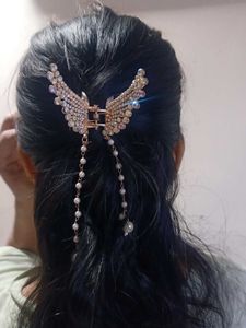 Sparkling Wing Hair Claw Clip with Pearls
