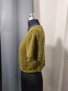 Olive Green Crochet Cardigan