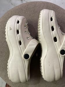 White Crocs with Rhinestones