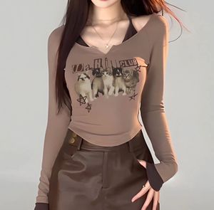 Cute Kitten Graphic Long Sleeve Top