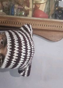 Striped Knit Cat Ear Beanie