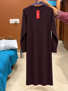 Maroon Knit Midi Dress
