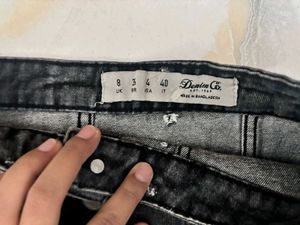 Black Denim A-Line Button-Up Skirt