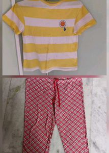 Yellow Top With Red Checkered Pants