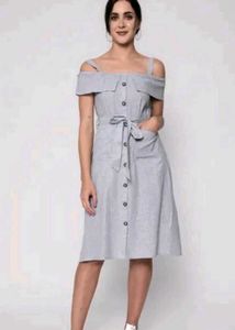 Women's Off-Shoulder Button-Down Dress