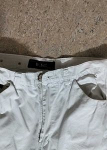Cream Cargo Pants with Eyelet Details