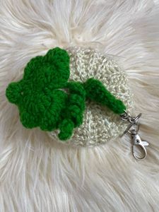 Handmade Crochet Clover Keychain