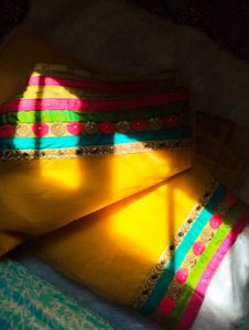 Vibrant Yellow Saree with Embellished Border