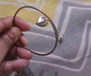 Heart Silver Bangle Bracelet