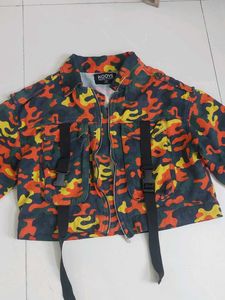 unisex militry print cropped jacket /coat