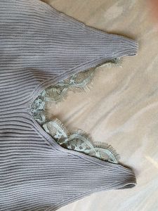 Ribbed Lace Trim Cami Top
